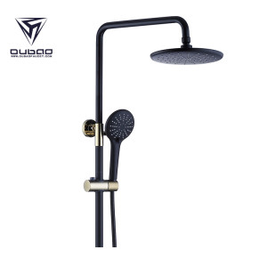 OUBAO Black And Golden Shower Panel Waterfall Rain Shower Faucet