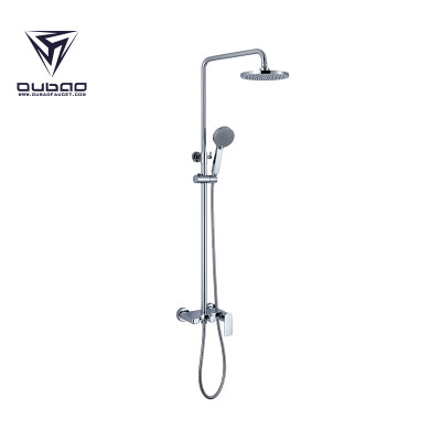 OUBAO Chrome Mixer Shower Panel Waterfall Rain Shower Faucet Set