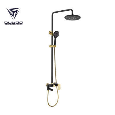 OUBAO Unique Wall Mount Black And Gold Shower Mixer Set