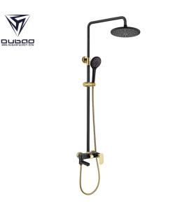 OUBAO Unique Wall Mount Black And Gold Shower Mixer Set