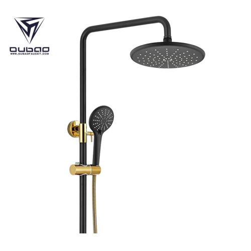 OUBAO Luxury Design Wall Mounted Black Gold Shower Faucet Set