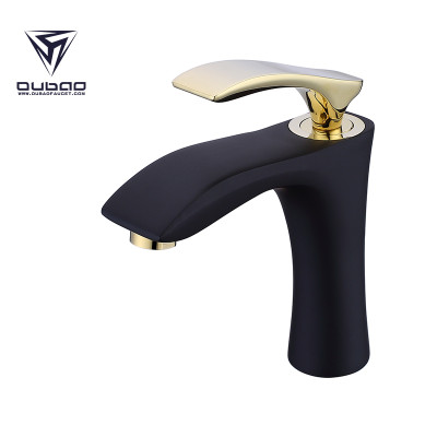 OUBAO Unique Black And Gold Single Handle Wash Basin Faucet