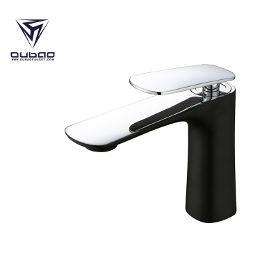 OUBAO Black Bathroom Faucet Tap Washbasin Single Handle Lever