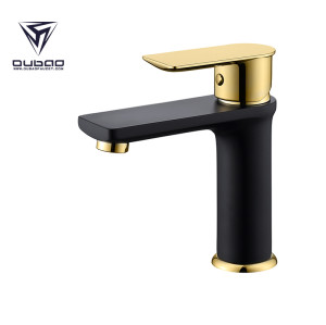 OUBAO Black And Gold Single Handle Wash Basin Faucet