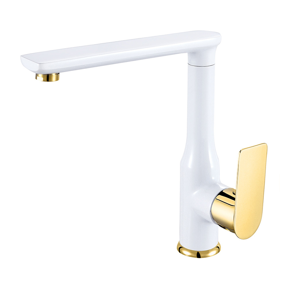 Gold And White Kitchen Faucet