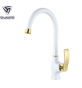 OUBAO New Style Gold and White Plated Kitchen Faucet