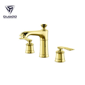 OUBAO Luxury Double Handle Gold Bathroom Basin Faucet