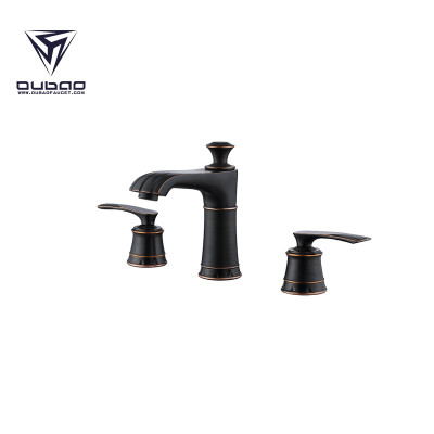 OUBAO Luxury Double Handle Oil Rubbed Bronze Bathroom Basin Faucet