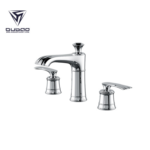 OUBAO Luxury Double Handle Chrome Plating Bathroom Basin Faucet
