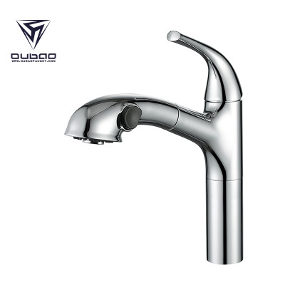 OUBAO Sanitary Ware Chrome Pull Out Kitchen Sink Faucet