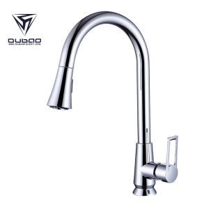 OUBAO Chrome Plating Kitchen Sink Faucet with Sprayer