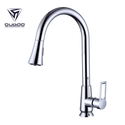 OUBAO Chrome Plating Kitchen Sink Faucet with Sprayer