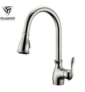 OUBAO Best Kitchen Mixer Taps Brushed Nickel With Pull Down Spray