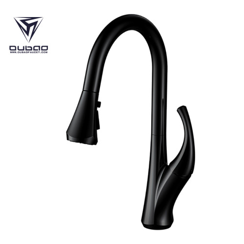 OUBAO Unique Kitchen Faucet For Sink Black Pull Down