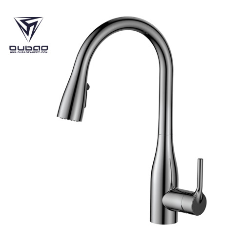 OUBAO polished hot cold water sink kitchen mixer faucet