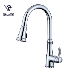 OUBAO Chrome Plating Commercial Kitchen Faucets With Sprayer
