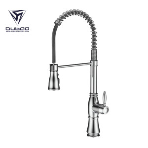 OUBAO New Design Chrome Spring Pull Down Kitchen Sink Faucet