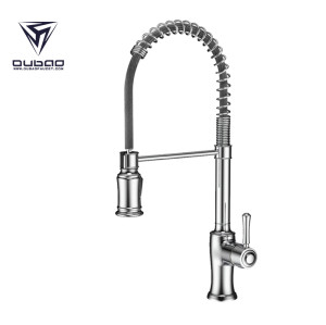 OUBAO New Products Chrome Spring Gooseneck Kitchen Sink Faucets