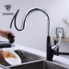 OUBAO Kitchen Sink Faucet Tap with Sprayer Chrome and Black Plating