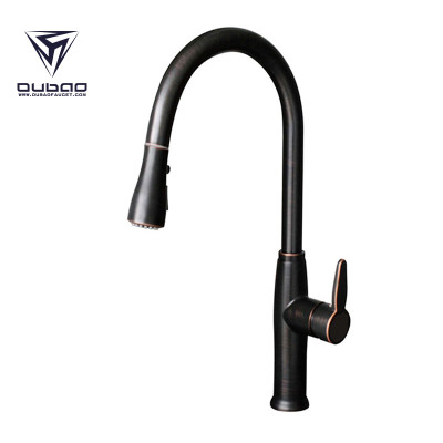 OUBAO Luxury Oil rubbed Bronze Black Pull Down Kitchen Faucet