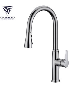 OUBAO Kitchenaid Brushed Nickel Kitchen Sink Mixer Taps With Pull Down Sprayer