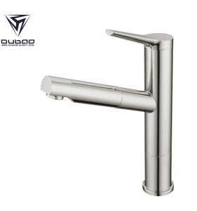 OUBAO Single Handle Pull Out Kitchen Faucet With Dual Spray