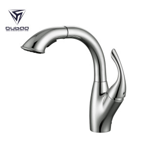 OUBAO Morden Chrome Single Handle Kitchen Faucet With Side Sprayer