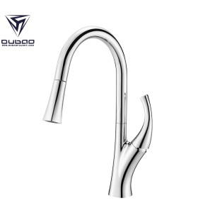 OUBAO Chrome Brass Pull Down Kitchen Faucet With Sprayer