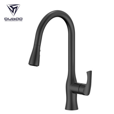 OUBAO Deck Mounted Kitchen Mixer Taps Top Rated Matte Black