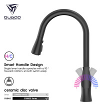 OUBAO Deck Mounted Kitchen Mixer Taps Top Rated Matte Black