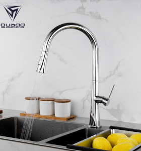 OUBAO Beautiful Kitchen Faucets Gooseneck Swivel with Sprayer