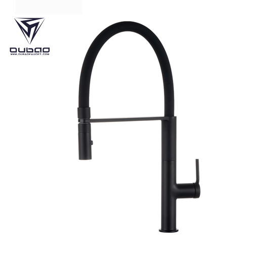 OUBAO Matte Black Kitchen Sink Tap with Pull Out Silicone Hose