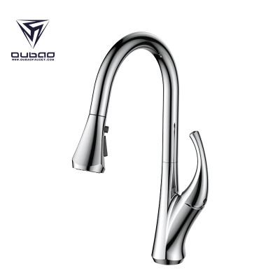 OUBAO Pull Down Kitchen Faucet Cold and Hot Water Mixer with Single Handle