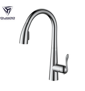 OUBAO Chrome Plated Kitchen Faucet Water Sink Tap with Swivel Spout and Pull Down Sprayer