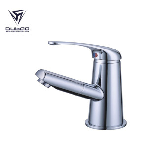 OUBAO Chrome Single Handle Vessel Sink Faucet for Bathroom
