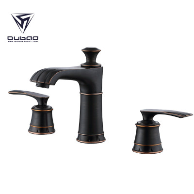 OUBAO Single Hole Oil Rubbed Bronze 8 inch Widespread Bathroom Faucet