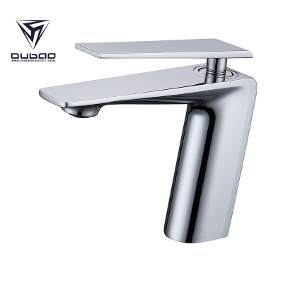 OUBAO Brass Low Arc Bathroom Faucet Modern Chrome Polished for Porject Source