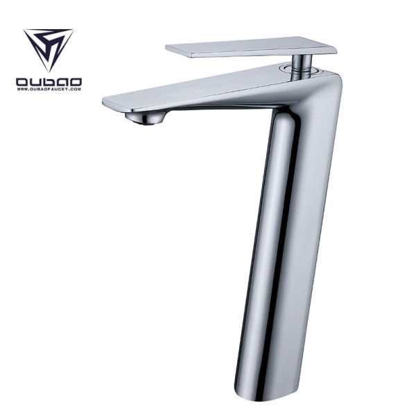 OUBAO Bahtroom Sink Faucet Modern Style Lavetory Tall Vessel High Arc