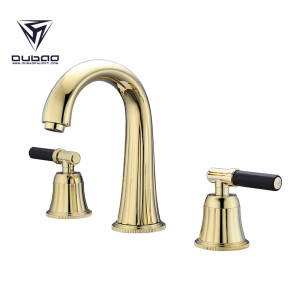 Modern Brass Two Handle Widespread Gold Bathroom Faucet