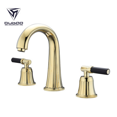 Modern Brass Two Handle Widespread Gold Bathroom Faucet