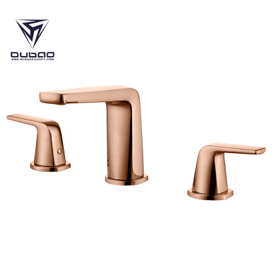 OUBAO Brass 8 Inch Windespread Rose Gold Basin Faucet Tap
