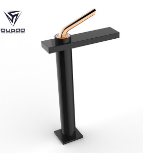 OUBAO Tall Vessel Faucet Single Hole Black and Gold