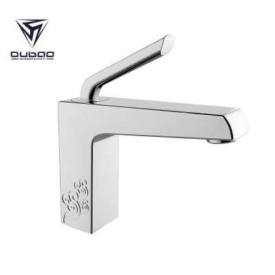 OUBAO Sink Basin Mixer Taps Chrome Square Bathroom Hand