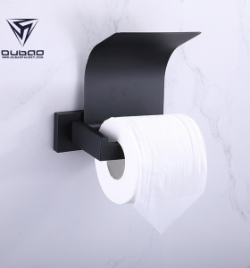 OUBAO  Modern Matte Black Tissue Roll Holder For Bathroom