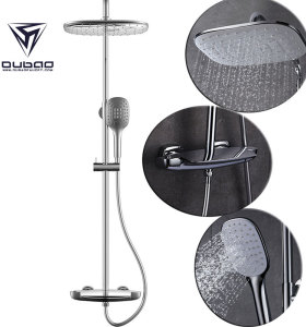 OUBAO Chrome Brass Thermostatic Shower Faucet Wall Mounted