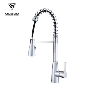 OUBAO Modern Single Hole Commercial Kitchen Faucets with Pull Down Sprayer