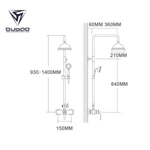 OUBAO High End Shower Fixtures Thermostatic Rain Shower Head Shower Faucets