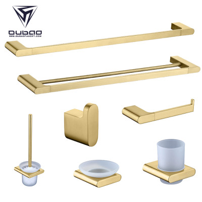 OUBAO Brushed Gold Bathroom Accessories Luxury Funky Style
