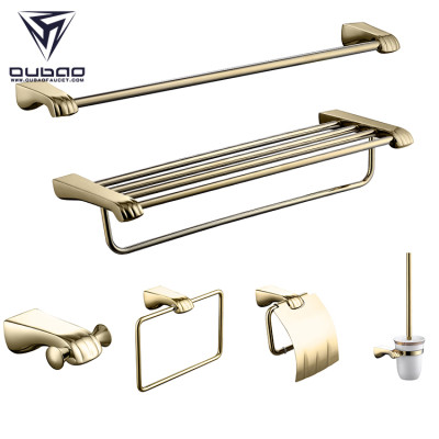 OUBAO Gold Bathroom Toilet Accessories Hardware Set Brass Wall Mounted