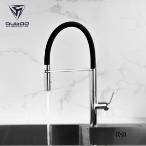 OUBAO Commercial Hot and Cold Kitchen Faucet with Pull Down Sprayer
